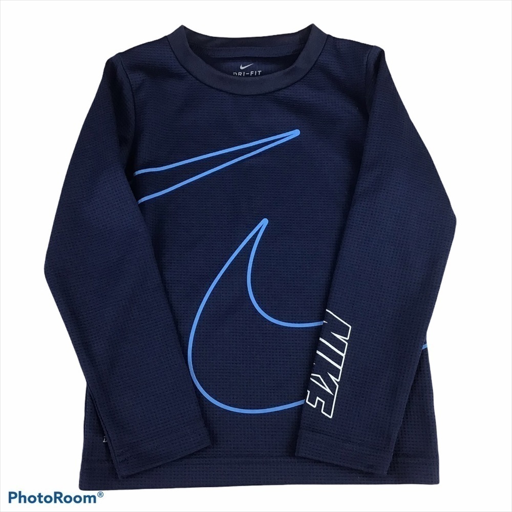 Nike Dri-Fit Boys Blue Long Sleeve Crew Neck Long Sleeve T-Shirt